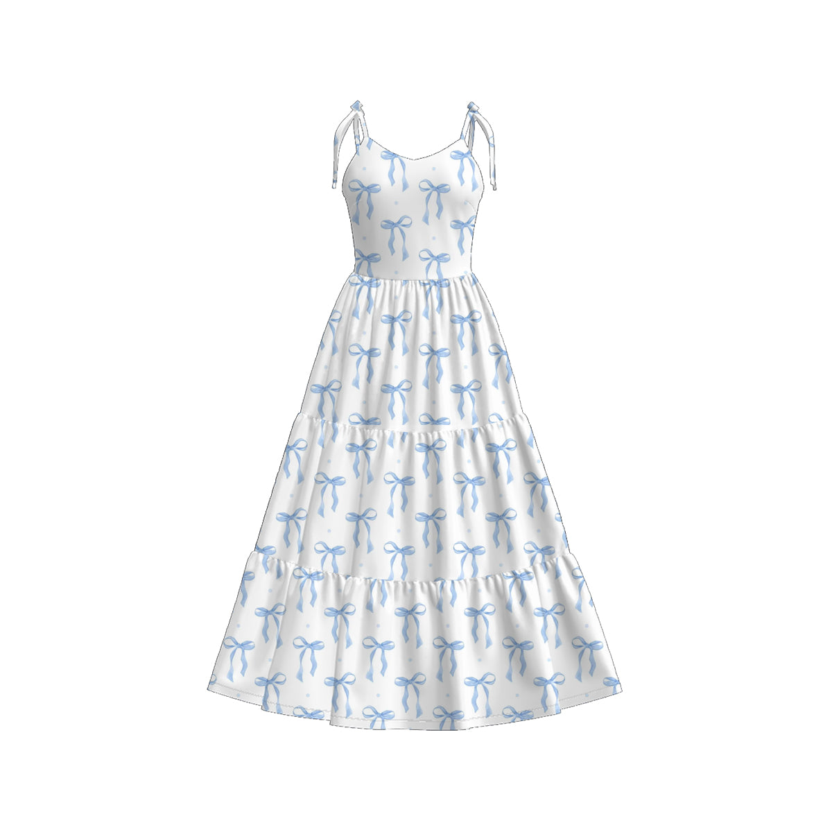 (Pre Order)Mommy&Me Spring and Summer Bow Print MAXI Dress