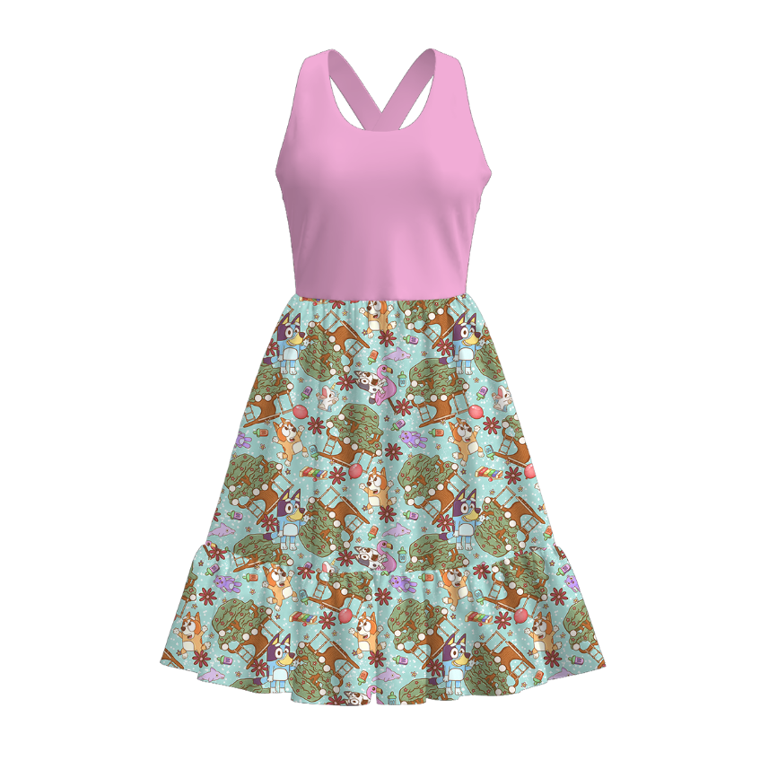 (Pre Order)Adults Spring and Summer Cartoon Print Dress