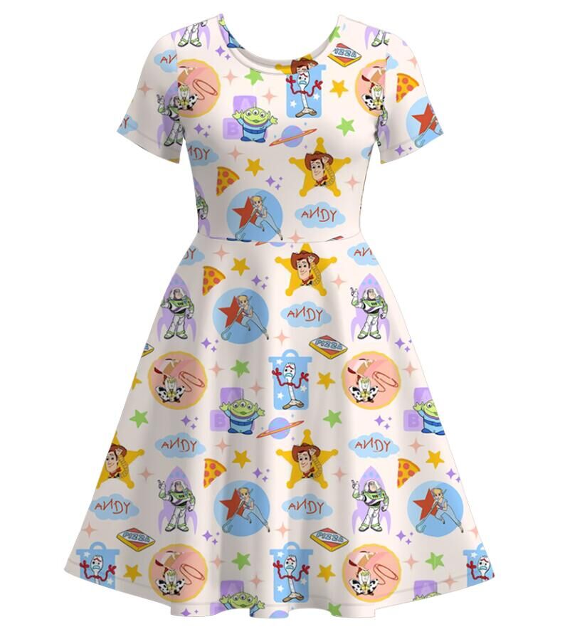 (Pre Order)Family Spring and Summer Cartoon Print Dress&Top