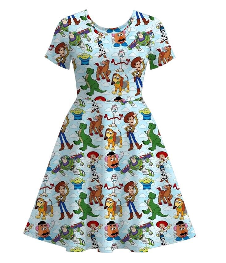 (Pre Order)Family Spring and Summer Cartoon Print Dress&Top