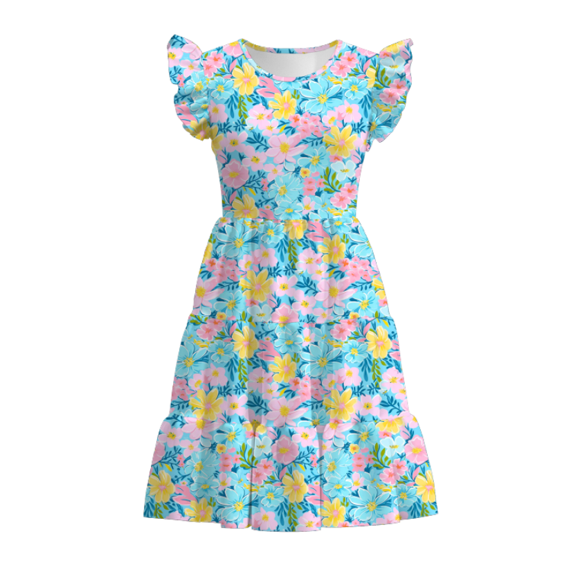 (Pre Order)Mommy and Me Spring&Summer Sunflower Print Dress,Set