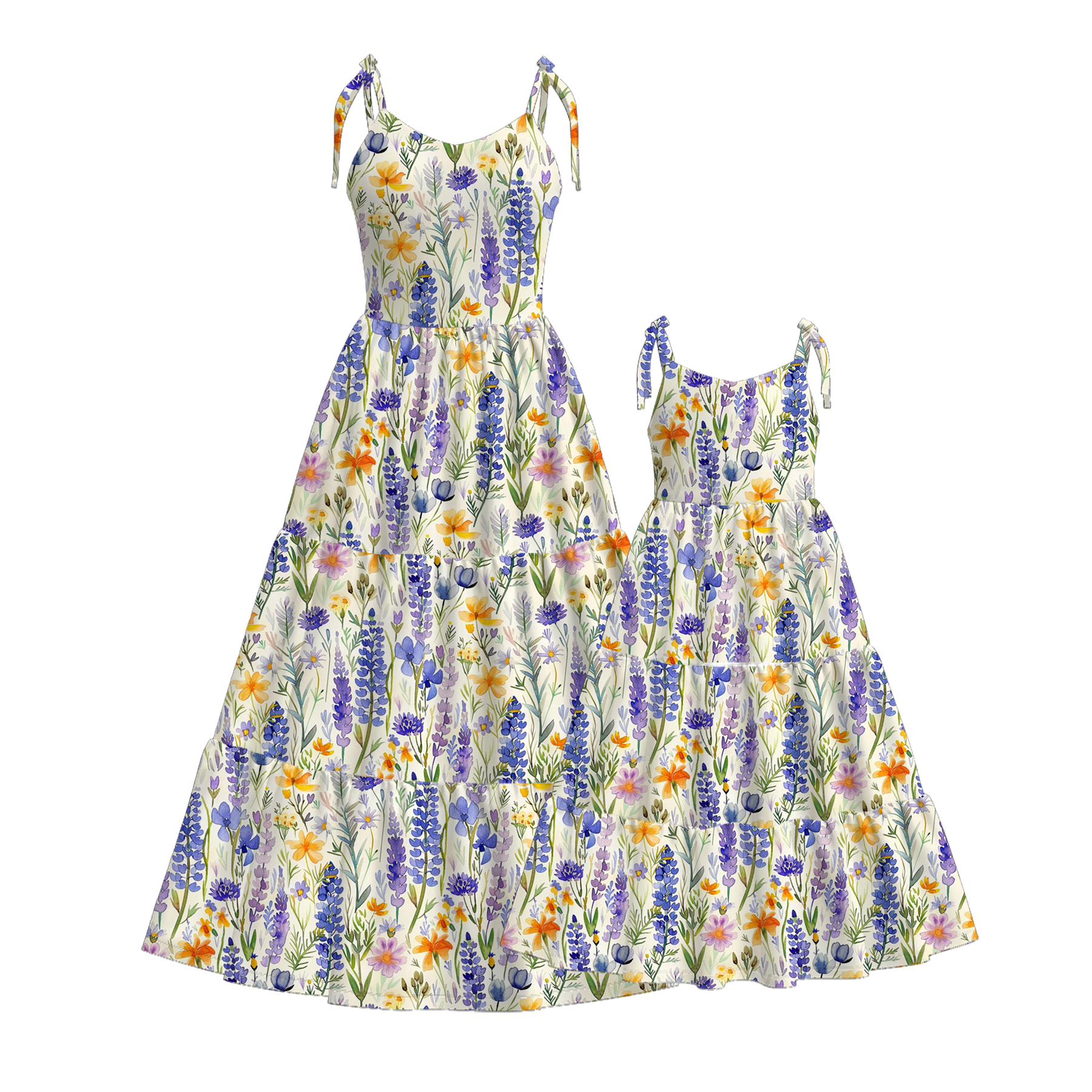 (Pre Order)Mommy and Me Spring&Summer Sunflower Print MAXI Dress