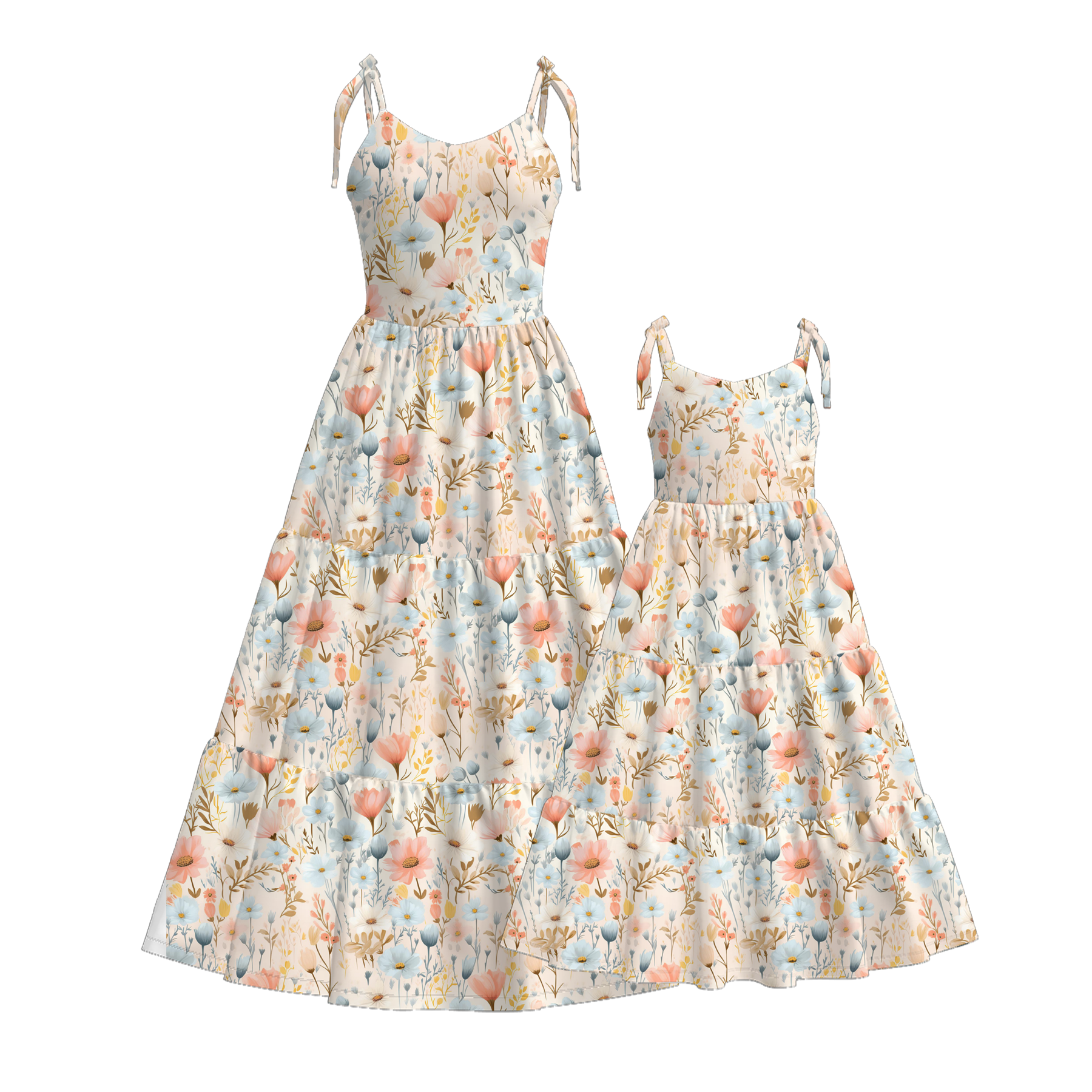 (Pre Order)Mommy and Me Spring&Summer Floral Print MAXI Dress