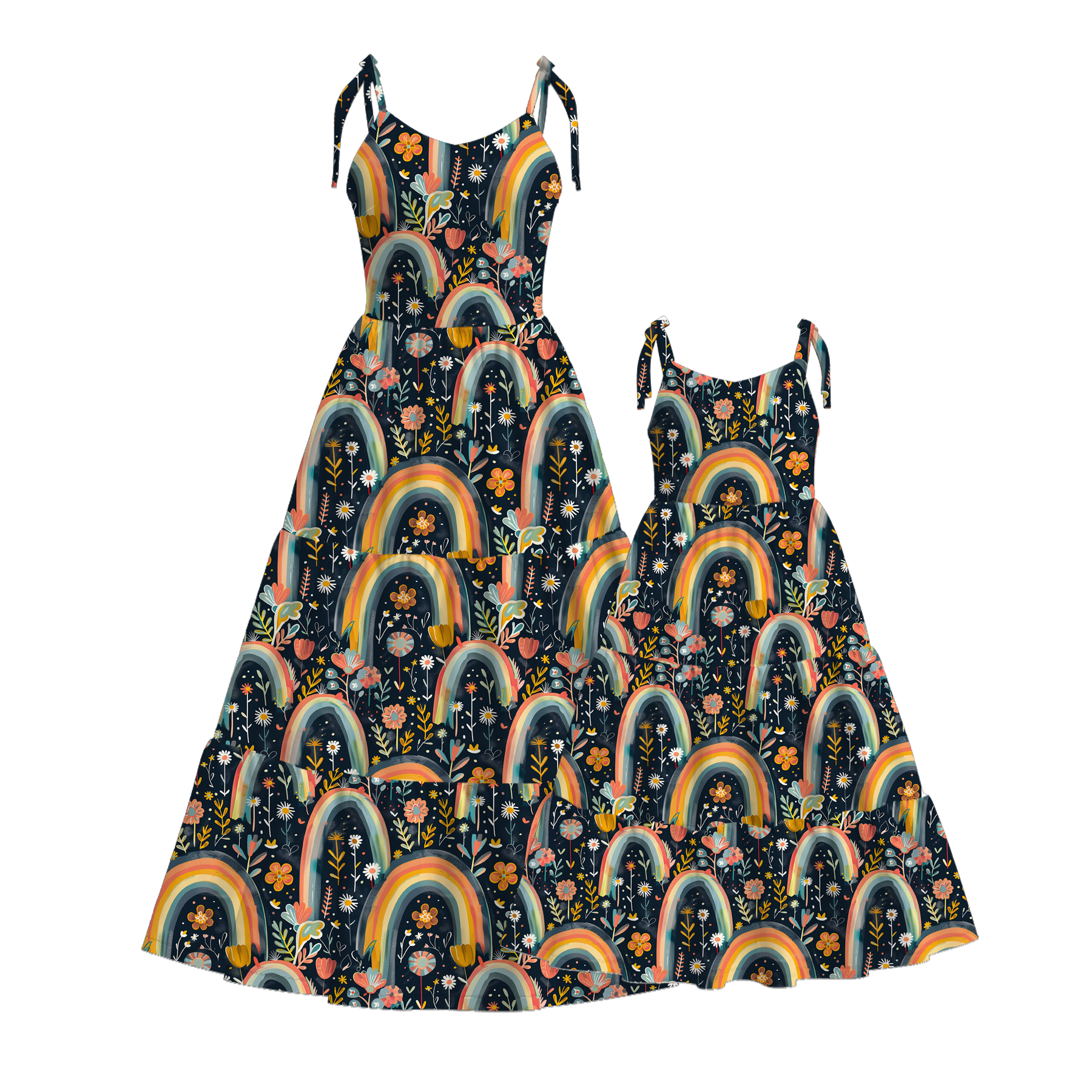 (Pre Order)Mommy and Me Spring&Summer Sunflower Print MAXI Dress