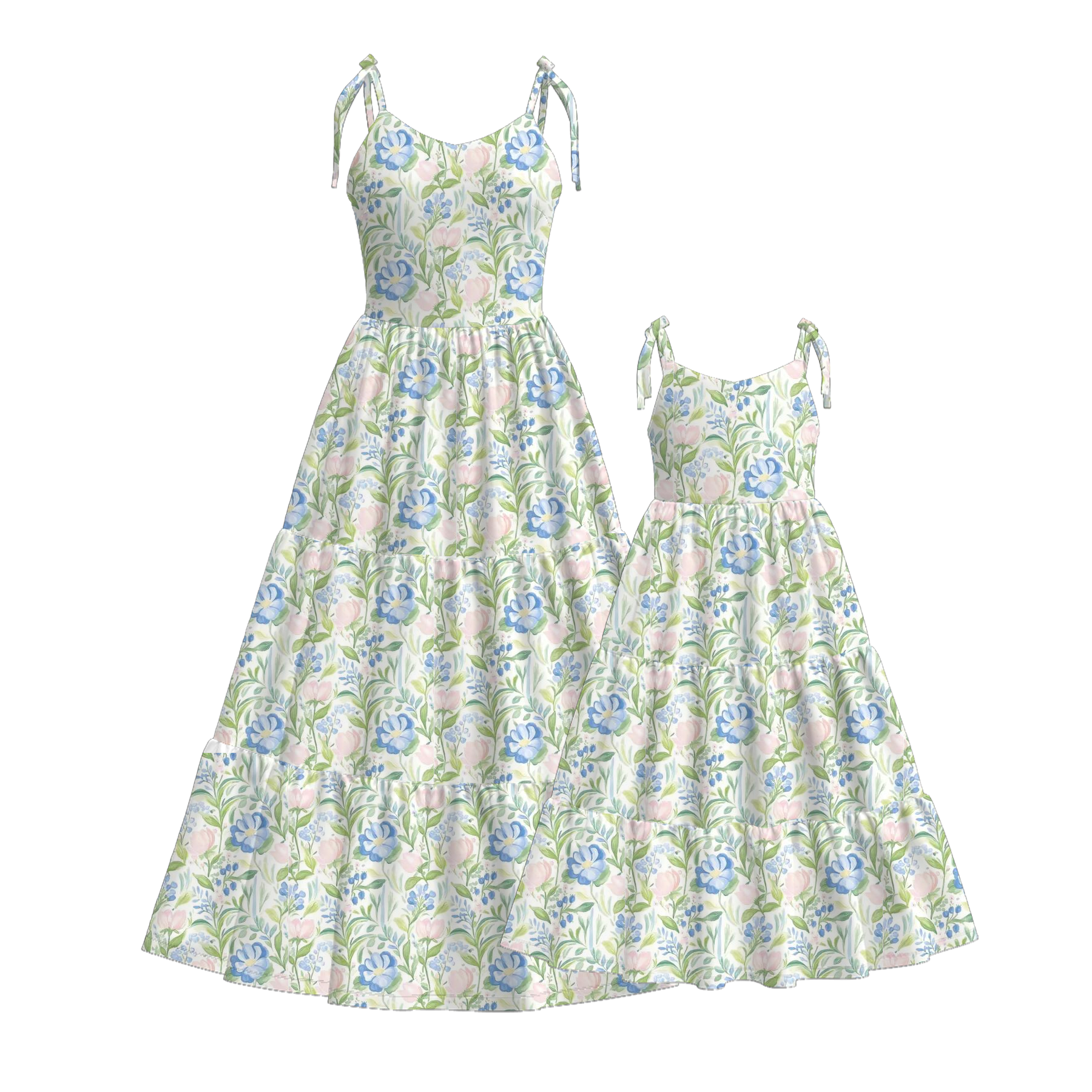 (Pre Order)Mommy and Me Spring&Summer Sunflower Print MAXI Dress