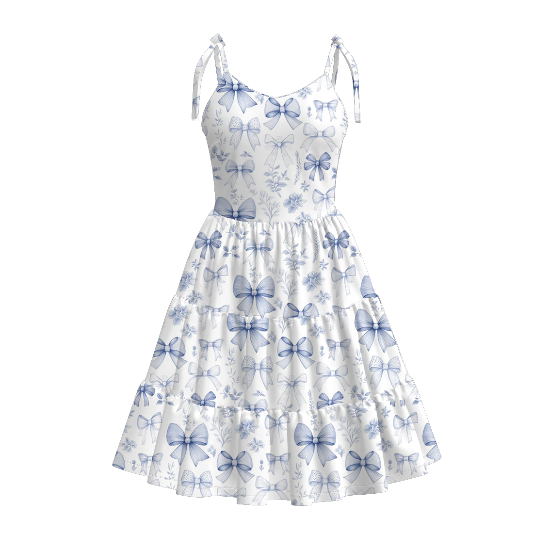 (Pre Order)Mommy and Me Spring&Summer Bow Print Slip Dress