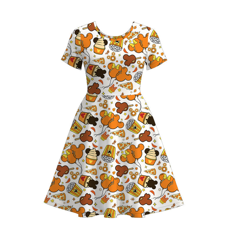 (Pre Order)Family Halloween Cartoon Print Dress,Set,Top&Romper