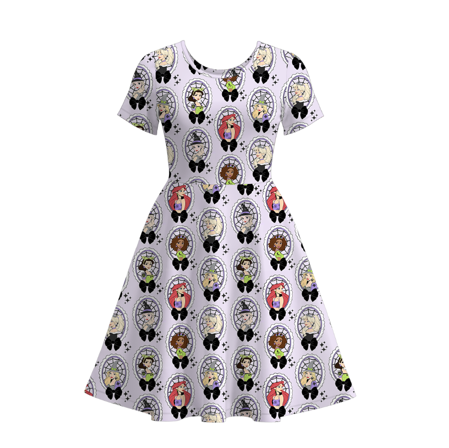 (Pre Order)Family Halloween Cartoon Print Dress,Set,Pajamas&Romper