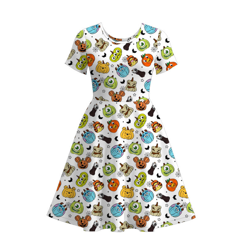 (Pre Order)Family Halloween Pumpkin Print Dress,Top&Romper
