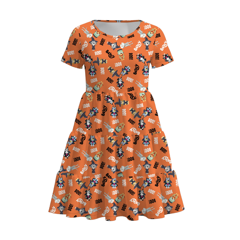 (Pre Order)Family Halloween Cartoon Print Dress,Top,Pajamas&Romper