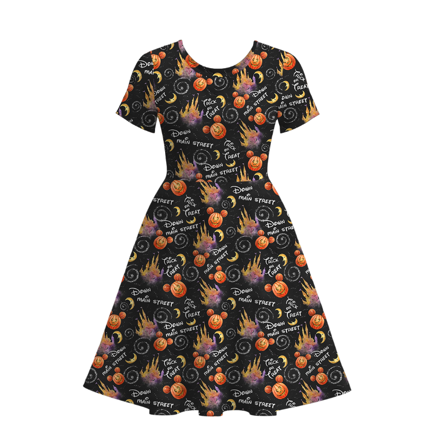 (Pre Order)Family Halloween Cartoon Print Dress,Set&Top