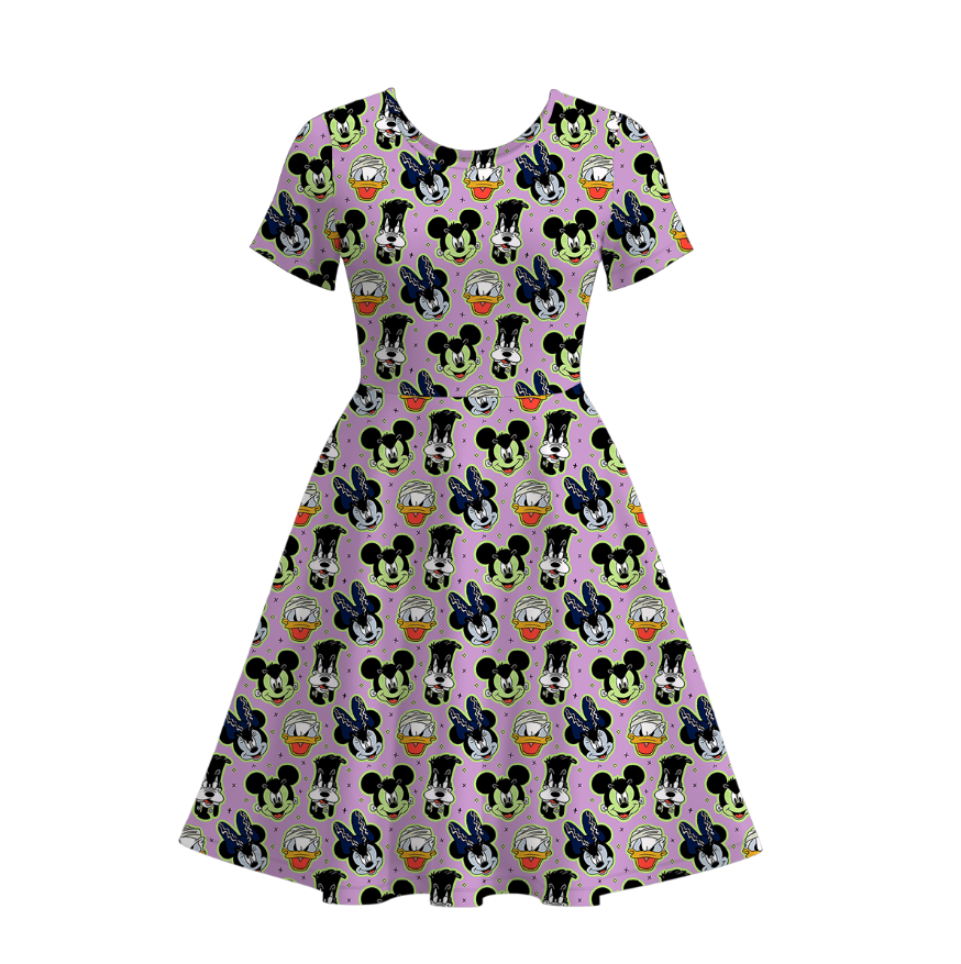 (Pre Order)Family Halloween Cartoon Print Dress,Set&Top