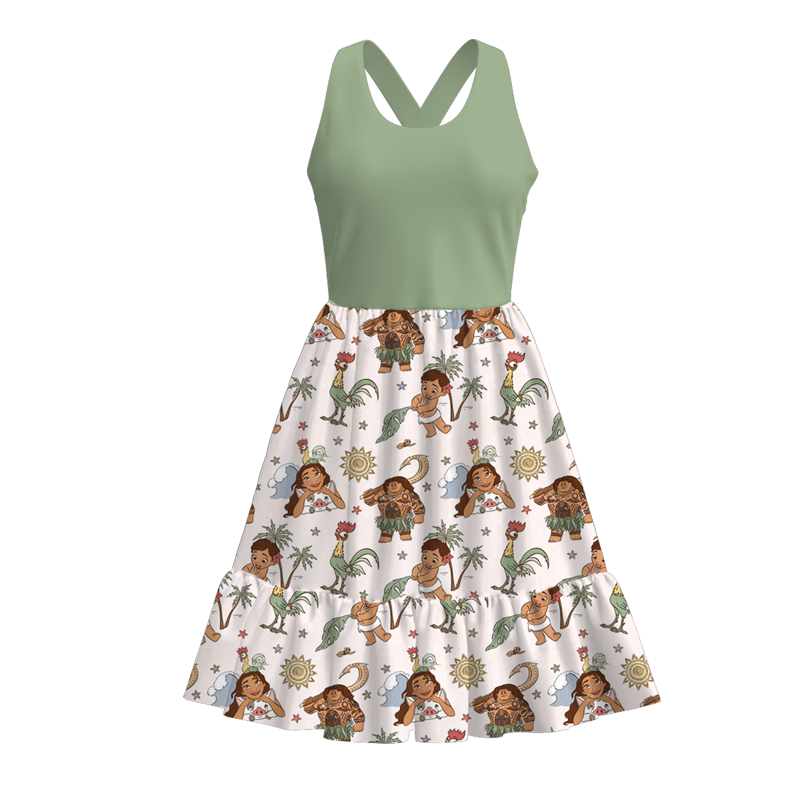 (Pre Order)Family Summer Cartoon Character Print Dress&Top