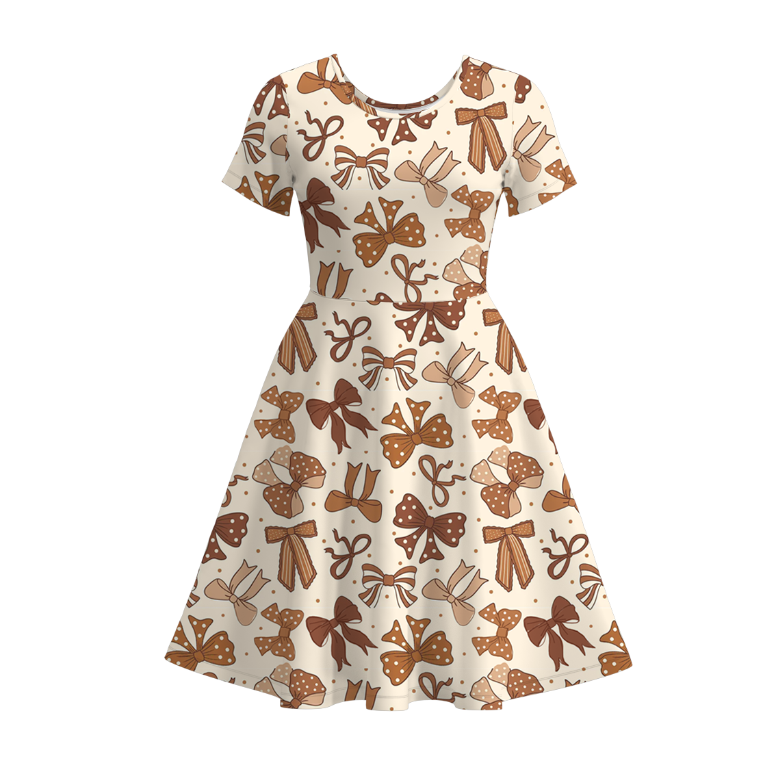 (Pre Order)Mommy and Me Fall Pumpkin&Bow Print Dress