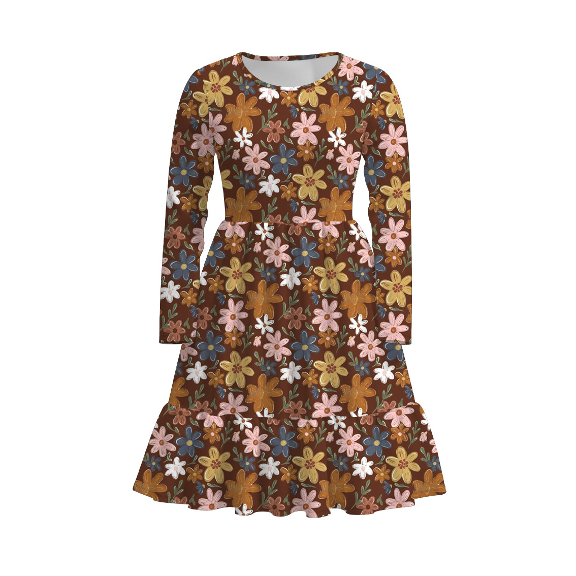 (Pre Order)Mommy and Me Fall&Winter Floral Print Dress,Set