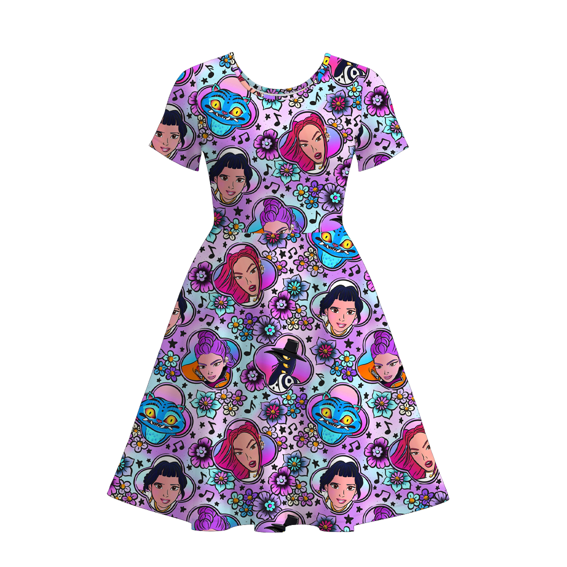 (Pre Order)Family Fall Movie Character Cartoon Print Dress,Set&Top