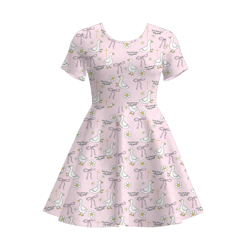 (Pre Order)Mommy and Me Spring&Summer Goose Print Dress