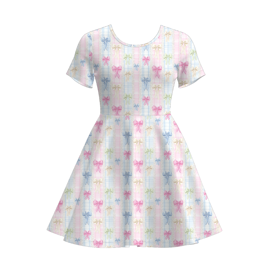 (Pre Order)Mommy and Me Spring&Summer Bow Print Dress