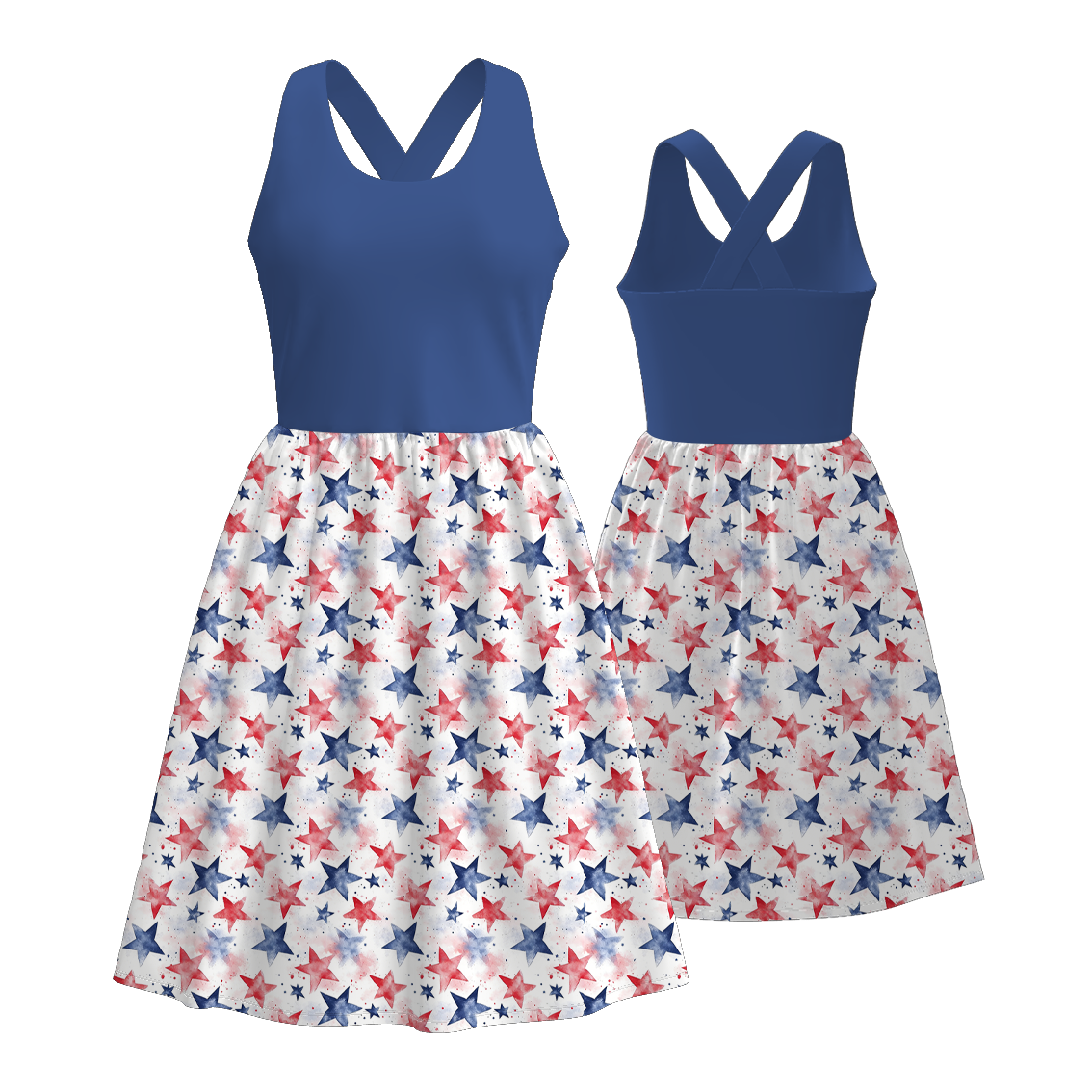 (Pre Order)Family Patriotic Star Print Dress,Set&Top