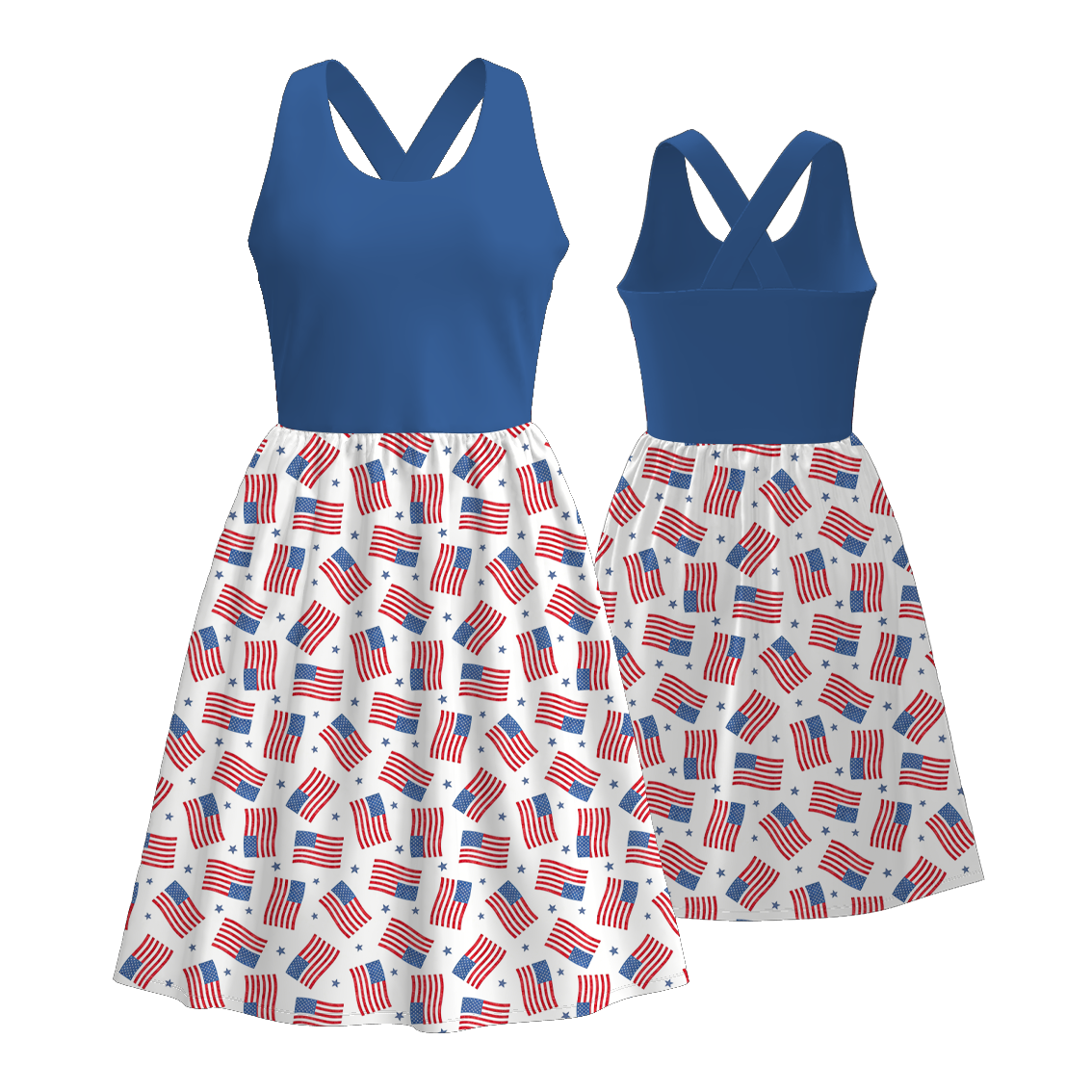 (Pre Order)Family Patriotic Print Dress,Set&Top