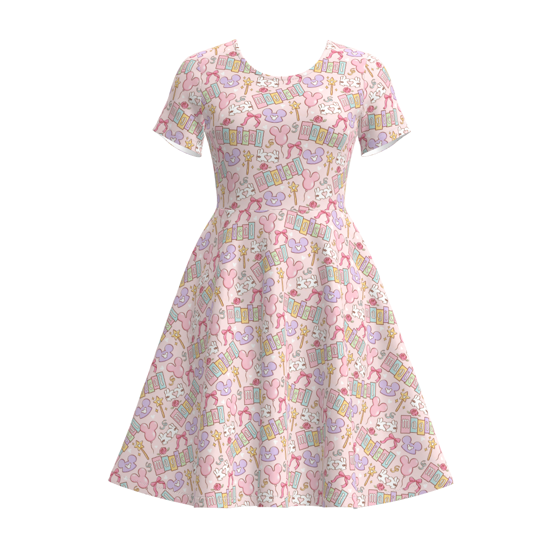 (Pre Order)Mommy and Me Summer Cartoon Print Dress
