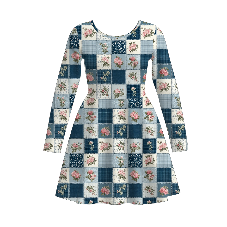 (Pre Order)Mommy and Me Fall Floral Print Dress