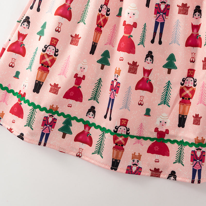 (In Stock)Girls Christmas Embroidery Smocked Dress