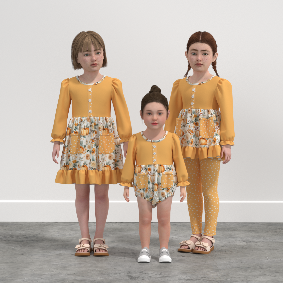 (Pre Order)Family Fall Pumpkin Print Dress,Set&Romper