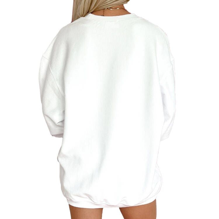 (Pre Order)Adults Christmas Bow Sequin Corduroy Sweatshirt