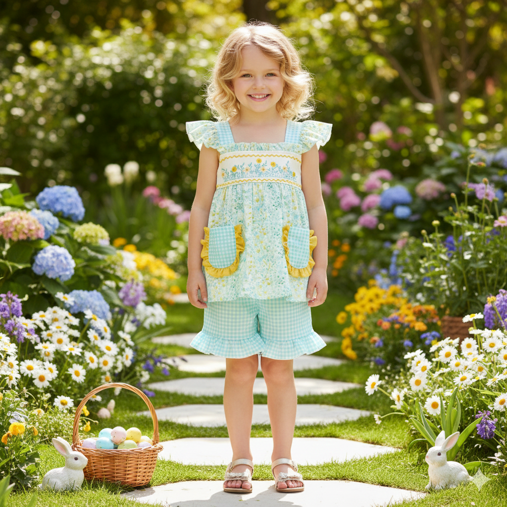 (In Stock)Girls Spring&Summer Floral Embroidery Dress,Set&Romper