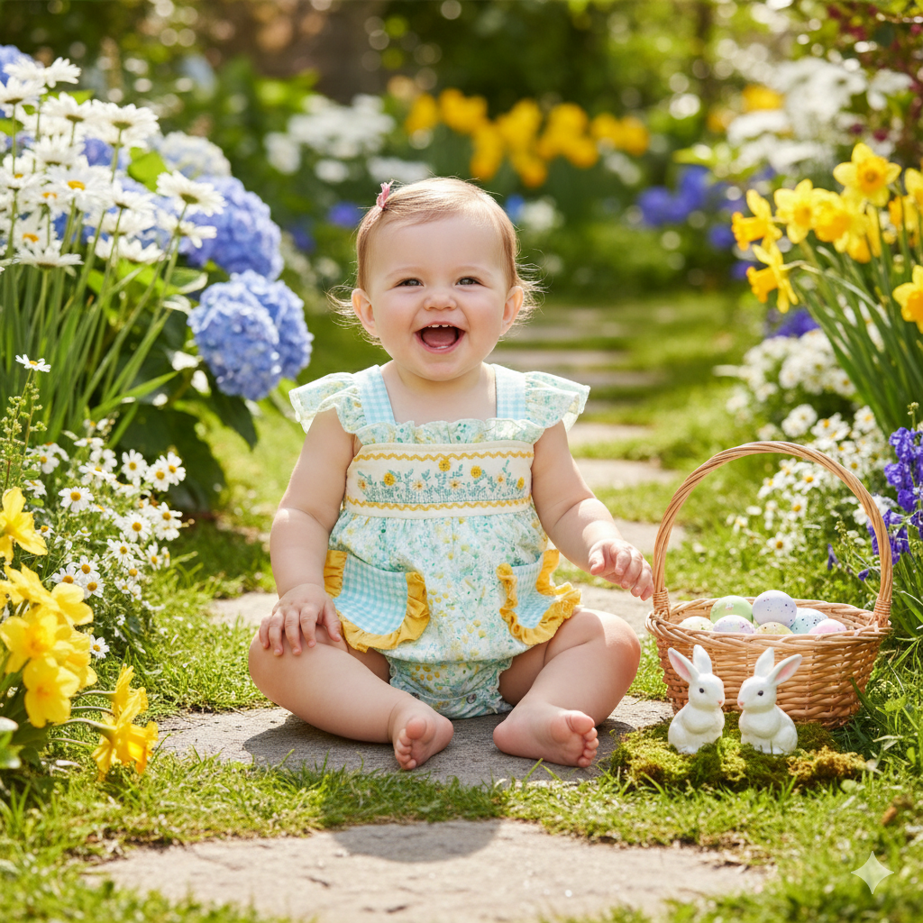 (In Stock)Girls Spring&Summer Floral Embroidery Dress,Set&Romper