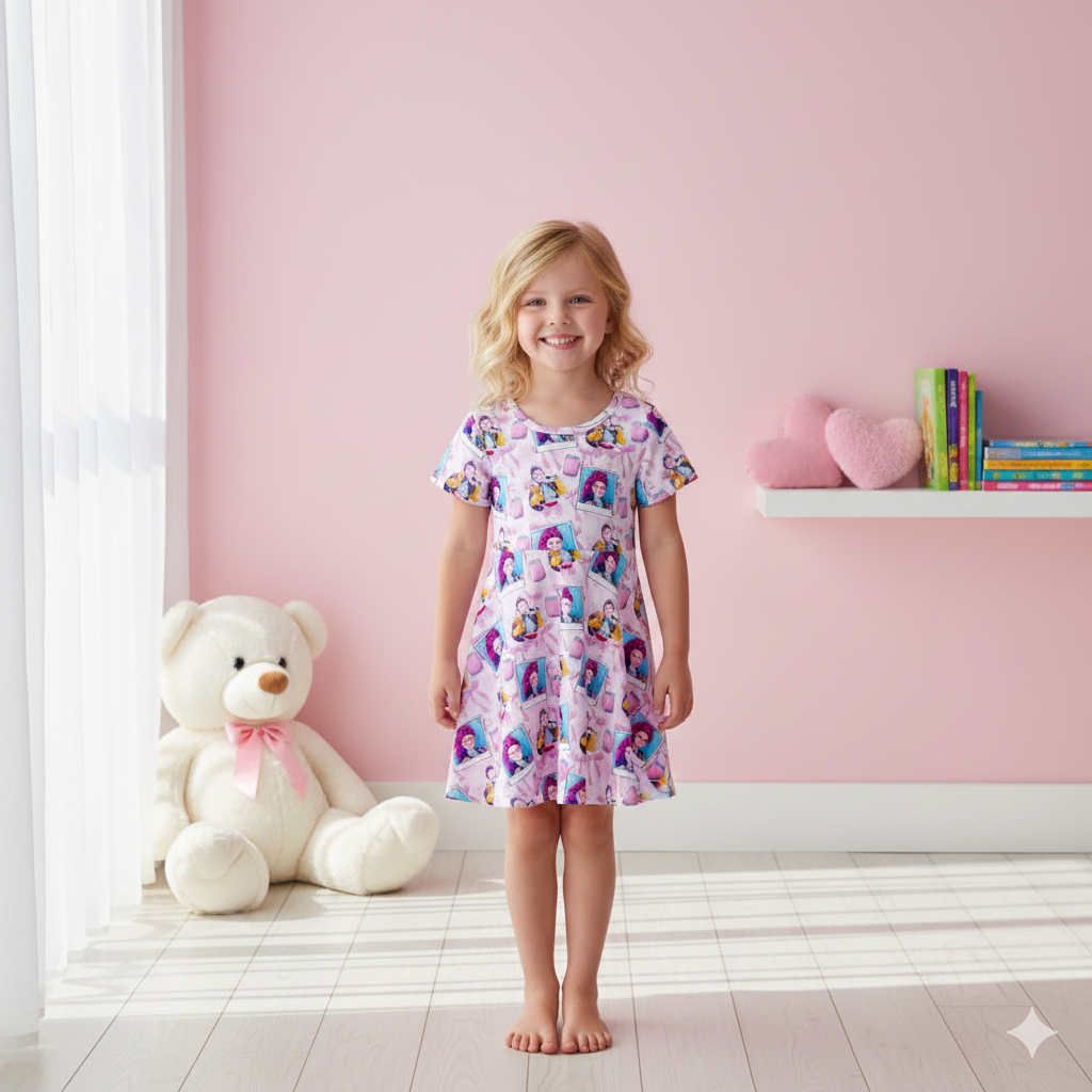 (Pre Order,Prepack Zone)Girls Movie Character Print Dress(Mix Size)