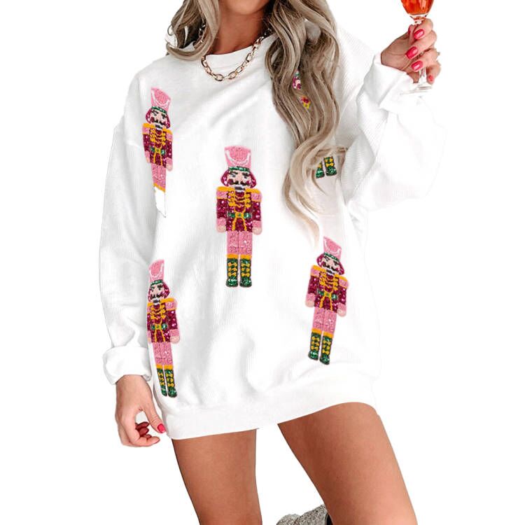 (Pre Order)Adults Christmas Nutcracker Sequin Corduroy Sweatshirt