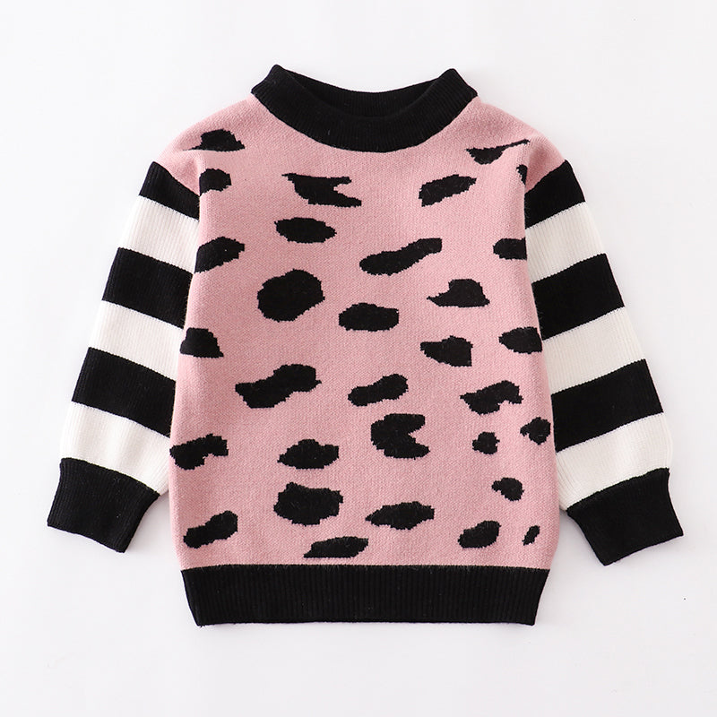 (In Stock Q7-2-2)Mommy and Me Fall Leopard Print Sweatshirt