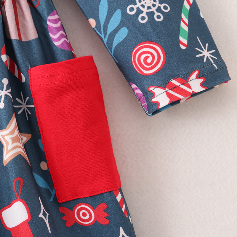 (In Stock L25-02-02)Girls Christmas Print Dress