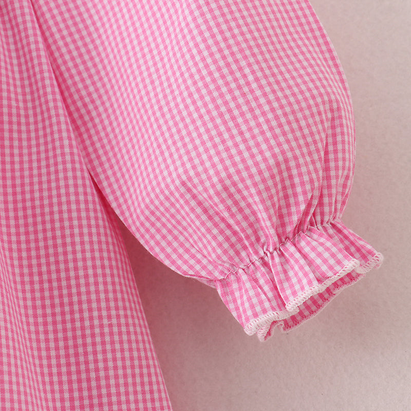 (In Stock E36-2-2)Girls Christmas Embroidery Smocked Dress