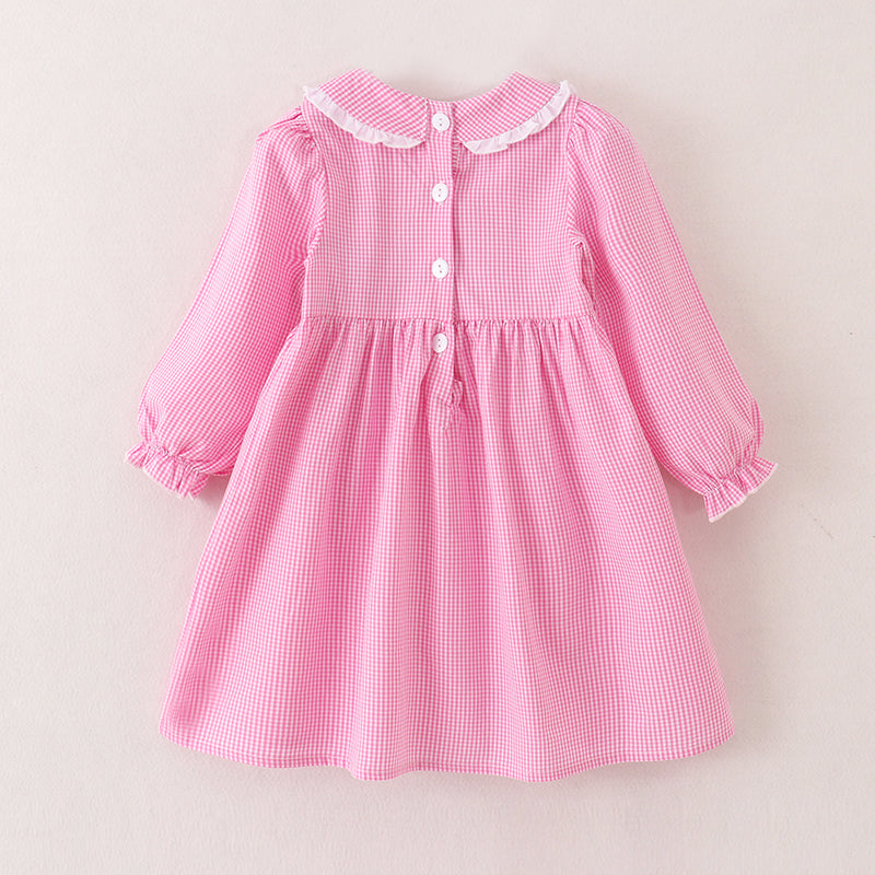 (In Stock E36-2-2)Girls Christmas Embroidery Smocked Dress