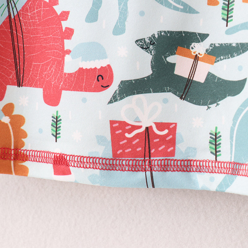 (In Stock L8-2-2)Boys Christmas Dinosaur Print Top