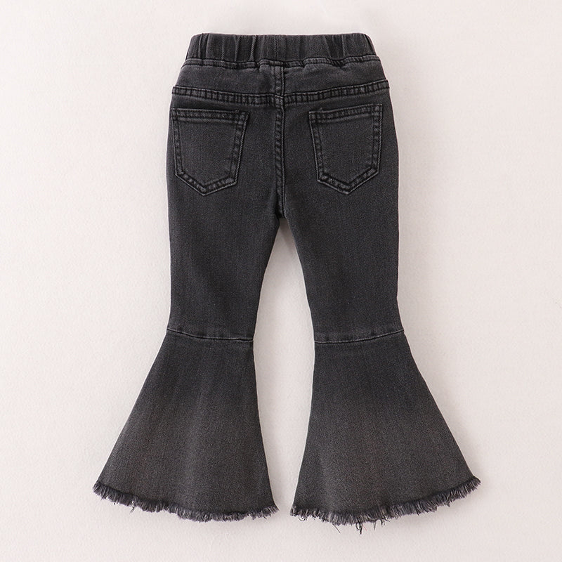 (In Stock G29-5-2)Girls Black Elastic Jeans