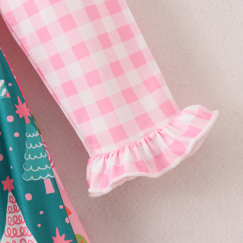 (In Stock E1-1-3)Girls Christmas Stitching Prints Dress