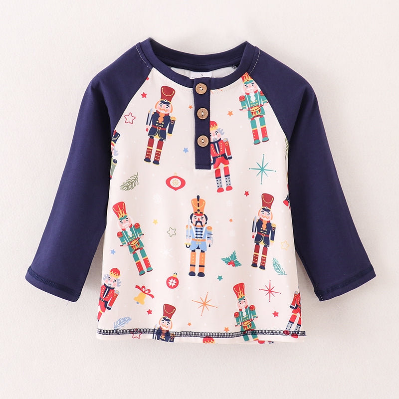 (In Stock L26-4-3)Boys Christmas Nutcracker Print Top