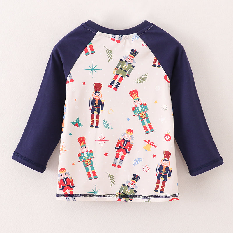 (In Stock L26-4-3)Boys Christmas Nutcracker Print Top