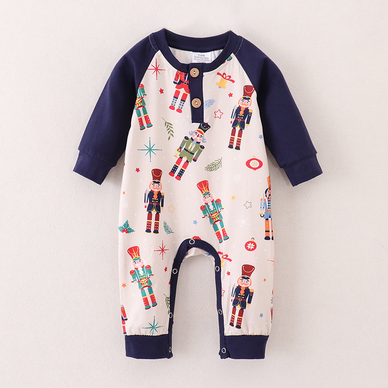 (In Stock L37-2-2)Baby Boys Christmas Nutcracker Print Romper