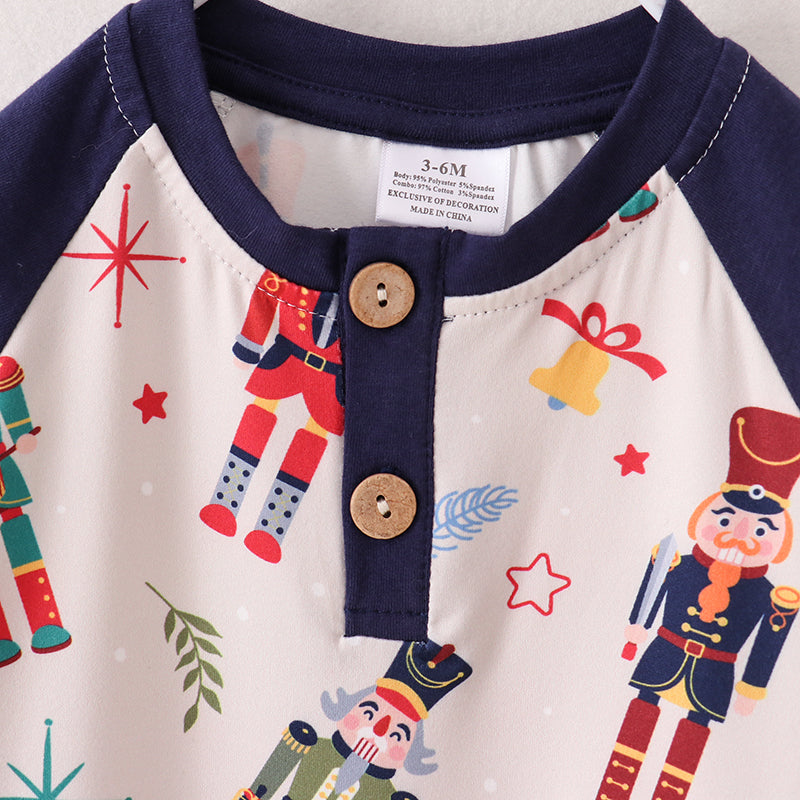 (In Stock L37-2-2)Baby Boys Christmas Nutcracker Print Romper