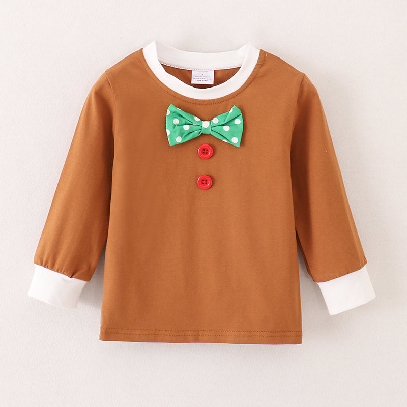 (In Stock E36-3-3)Boys Christmas Gingerbread Man Style Top