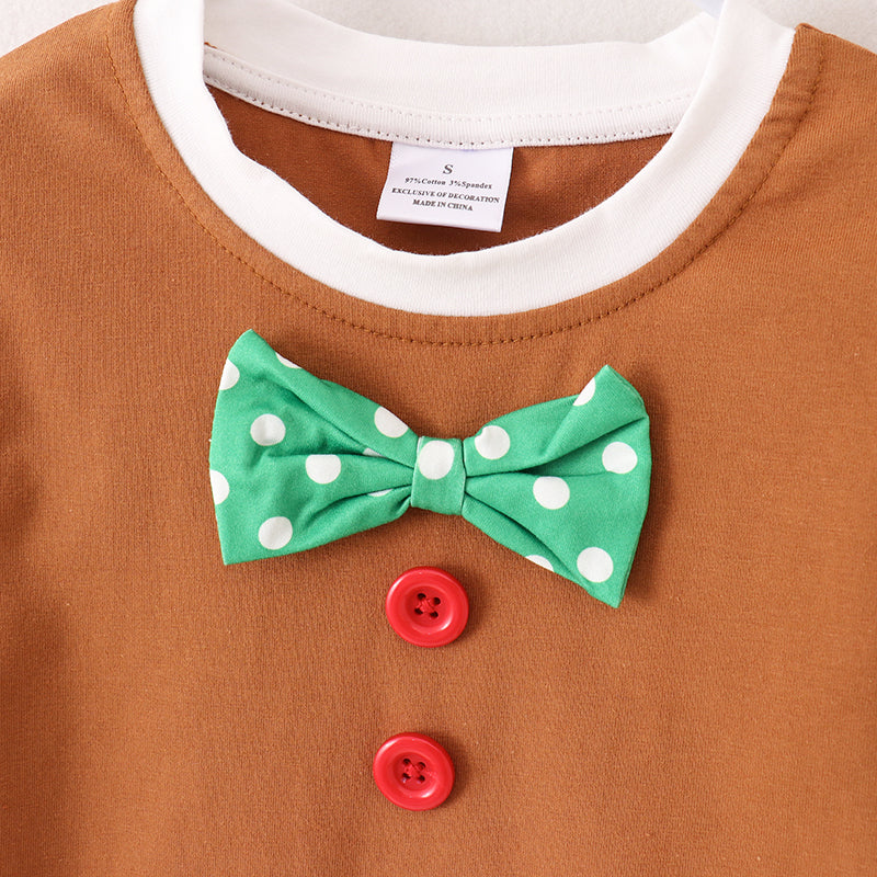 (In Stock E36-3-3)Boys Christmas Gingerbread Man Style Top