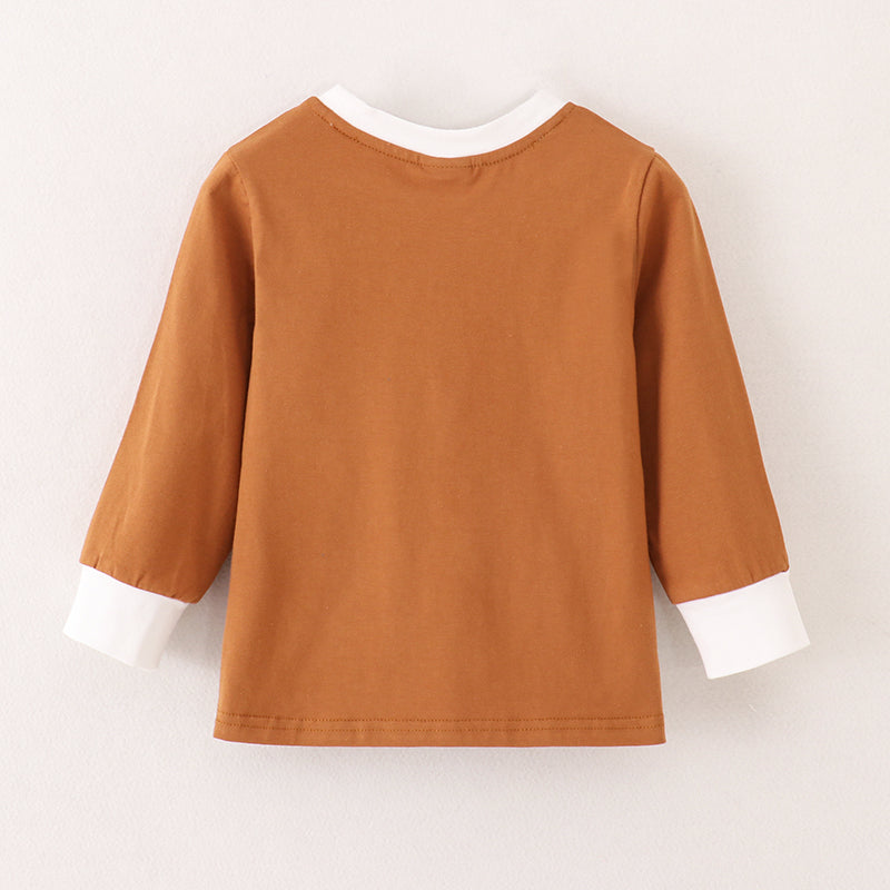 (In Stock E36-3-3)Boys Christmas Gingerbread Man Style Top