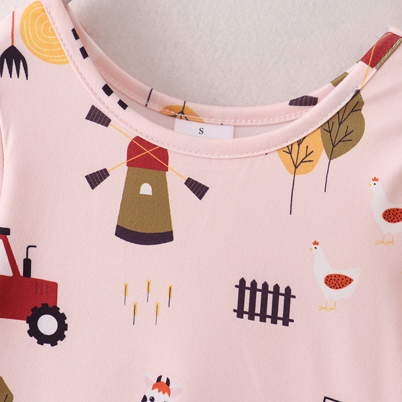 (In Stock E21-5-3)Fall Girls Farm Print Dress