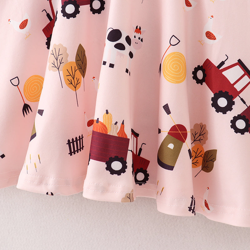 (In Stock E21-5-3)Fall Girls Farm Print Dress