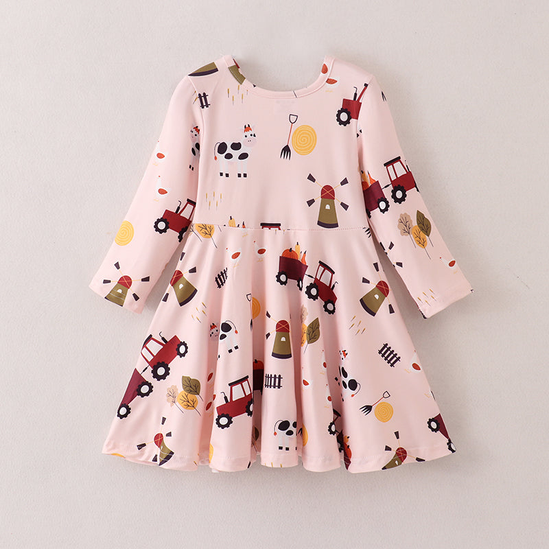 (In Stock E21-5-3)Fall Girls Farm Print Dress